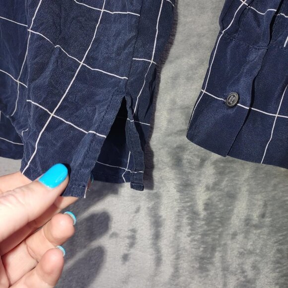 Madewell Women S NavyBlue Silk LaceUp Popover Luxury RichGirl Blouse Style-f5658 - Picture 9 of 12